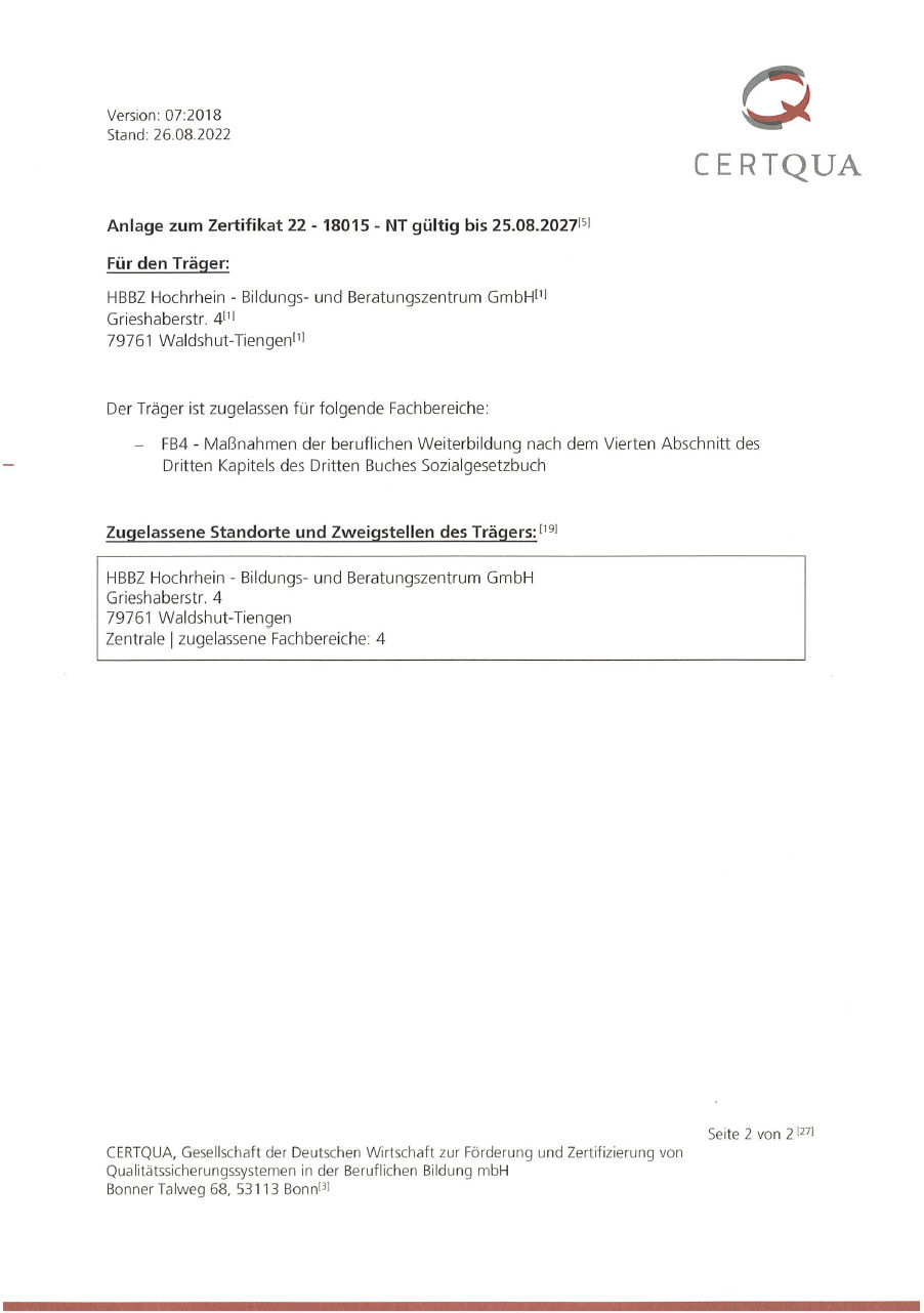 Zugelassen nach AZAV